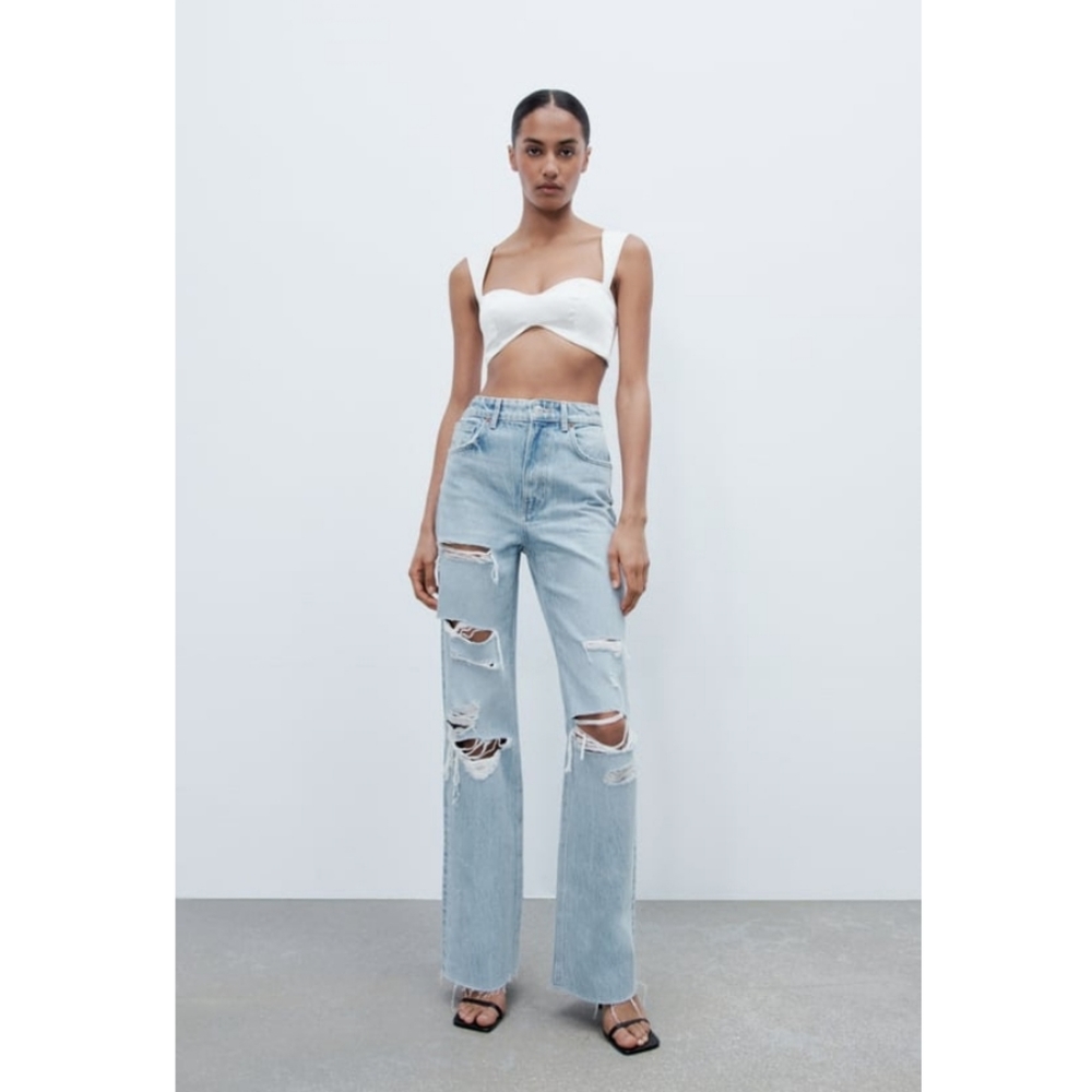 Zara Wide Leg Rippes Jeans